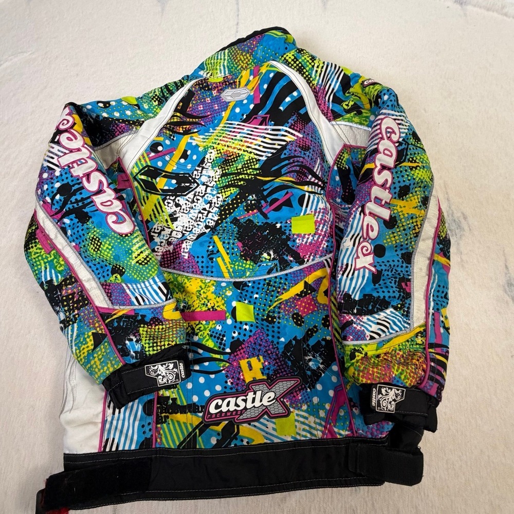 Castle X Youth M Jacket Retro Neon Ski Snowmobile Racing Colorful - Picture 5 of 6